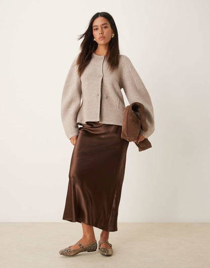 Satin Midi Bias Skirt