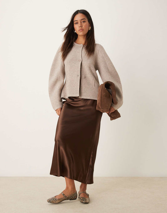 Satin Midi Bias Skirt