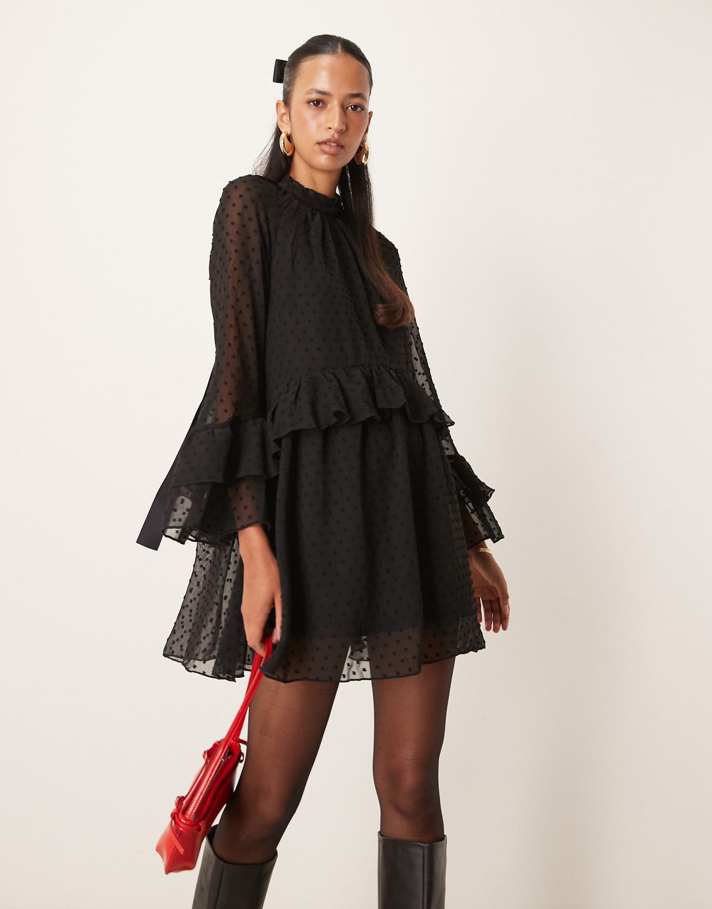 Chiffon Ruffle Mini Dress