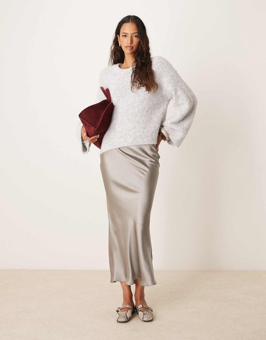Satin Midi Bias Skirt
