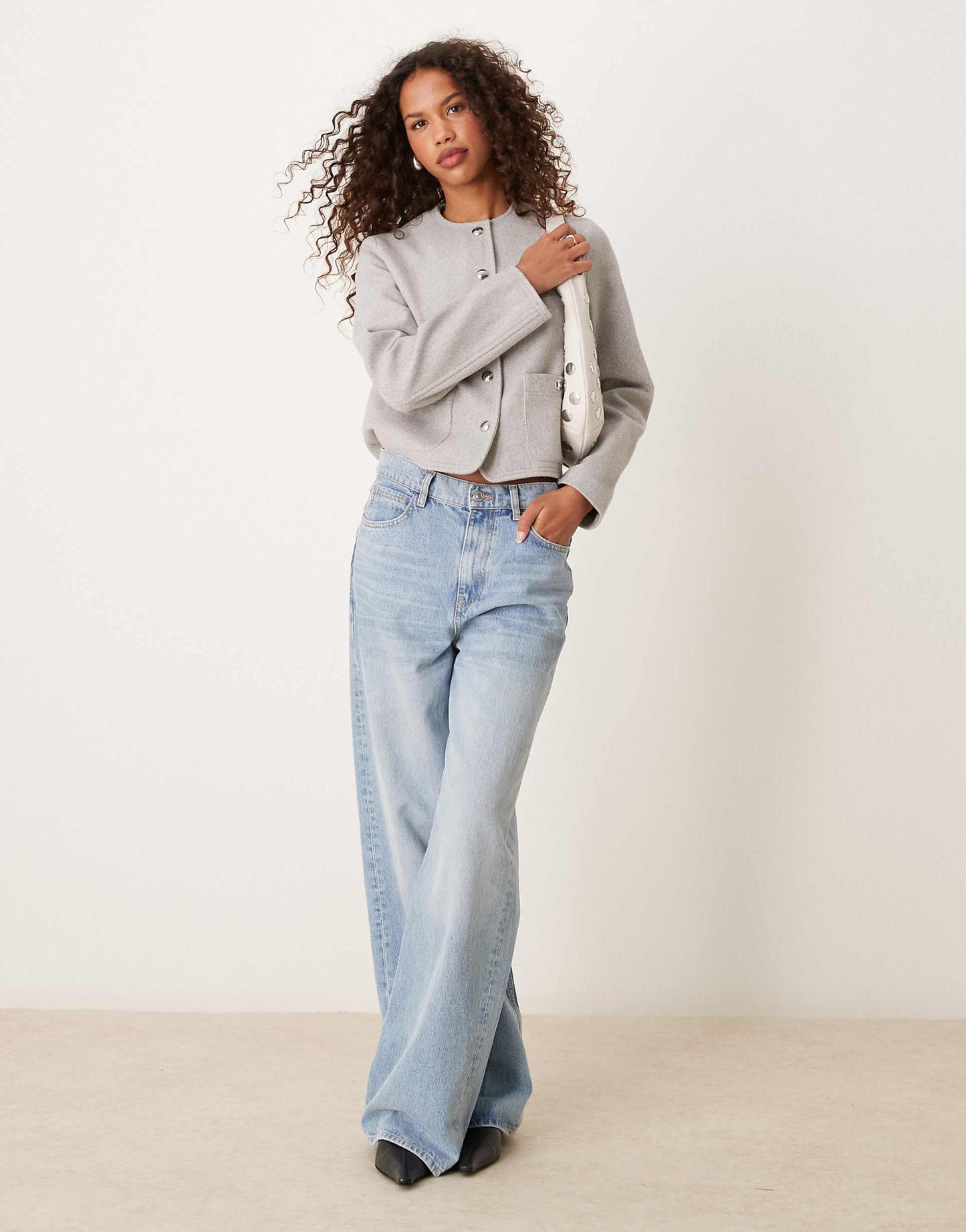 Collarless Button Down Jacket