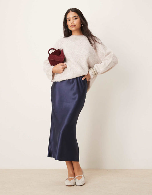 Satin Midi Bias Skirt