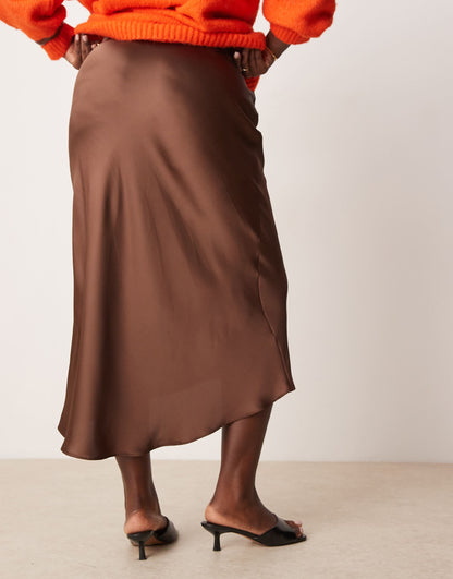 Curve Satin Midi Bias Skirt