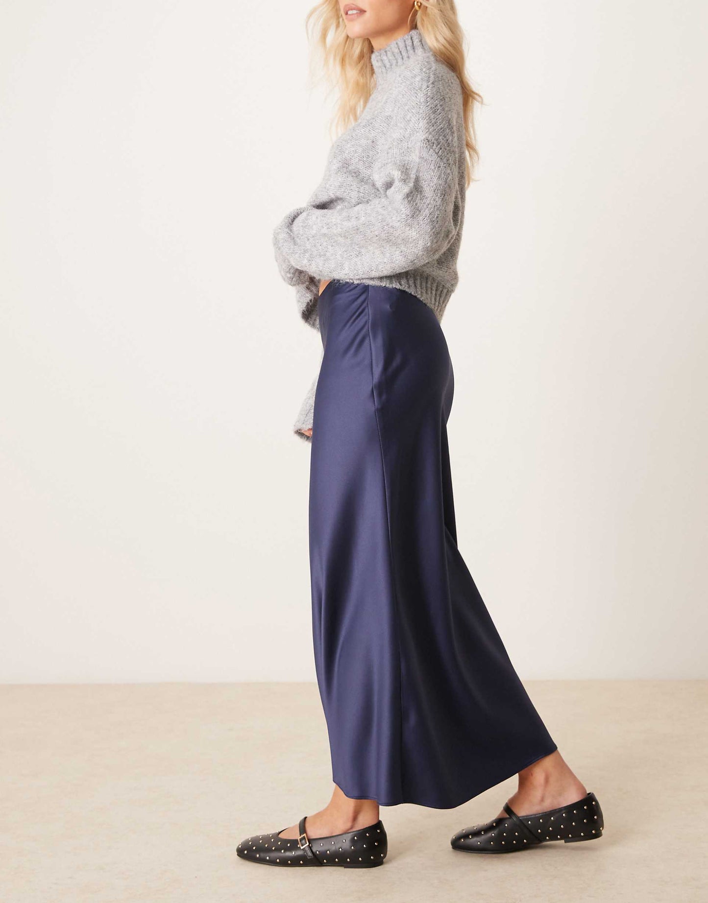 Petite Satin Midi Bias Skirt