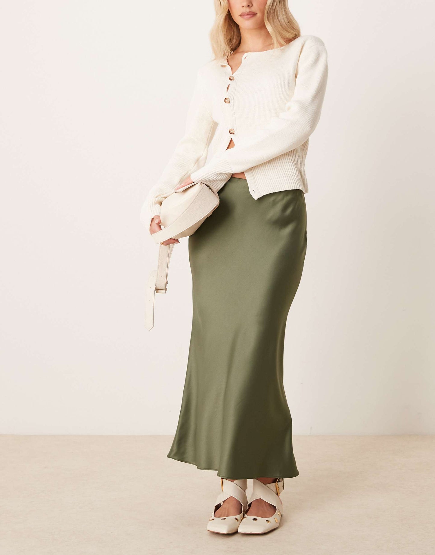 Petite Satin Midi Bias Skirt