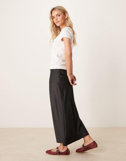 Petite Satin Midi Bias Skirt