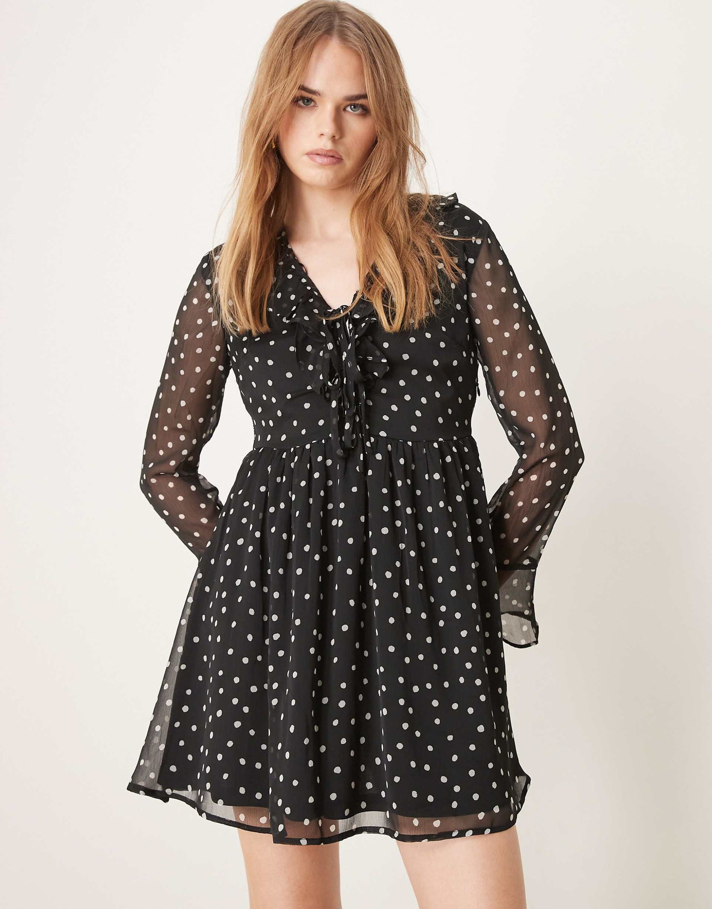 Tie Front Chiffon Mini Dress