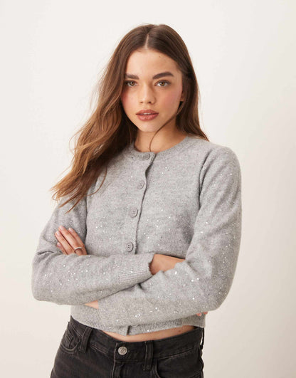Sparkle Crew Neck Cardigan