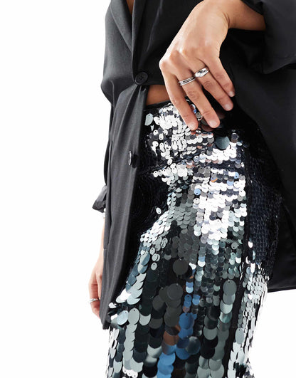 Zig-Zag Sequin Midi Skirt