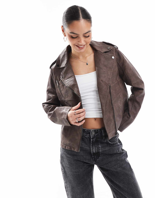 Faux Leather Biker Jacket