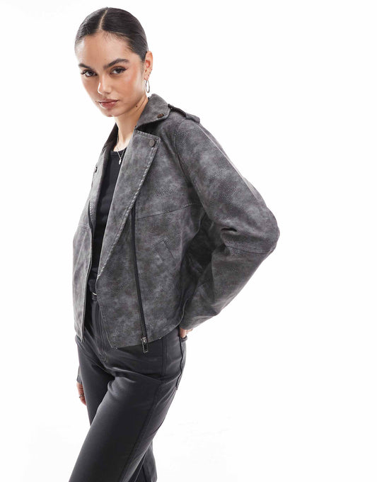 Faux Leather Biker Jacket