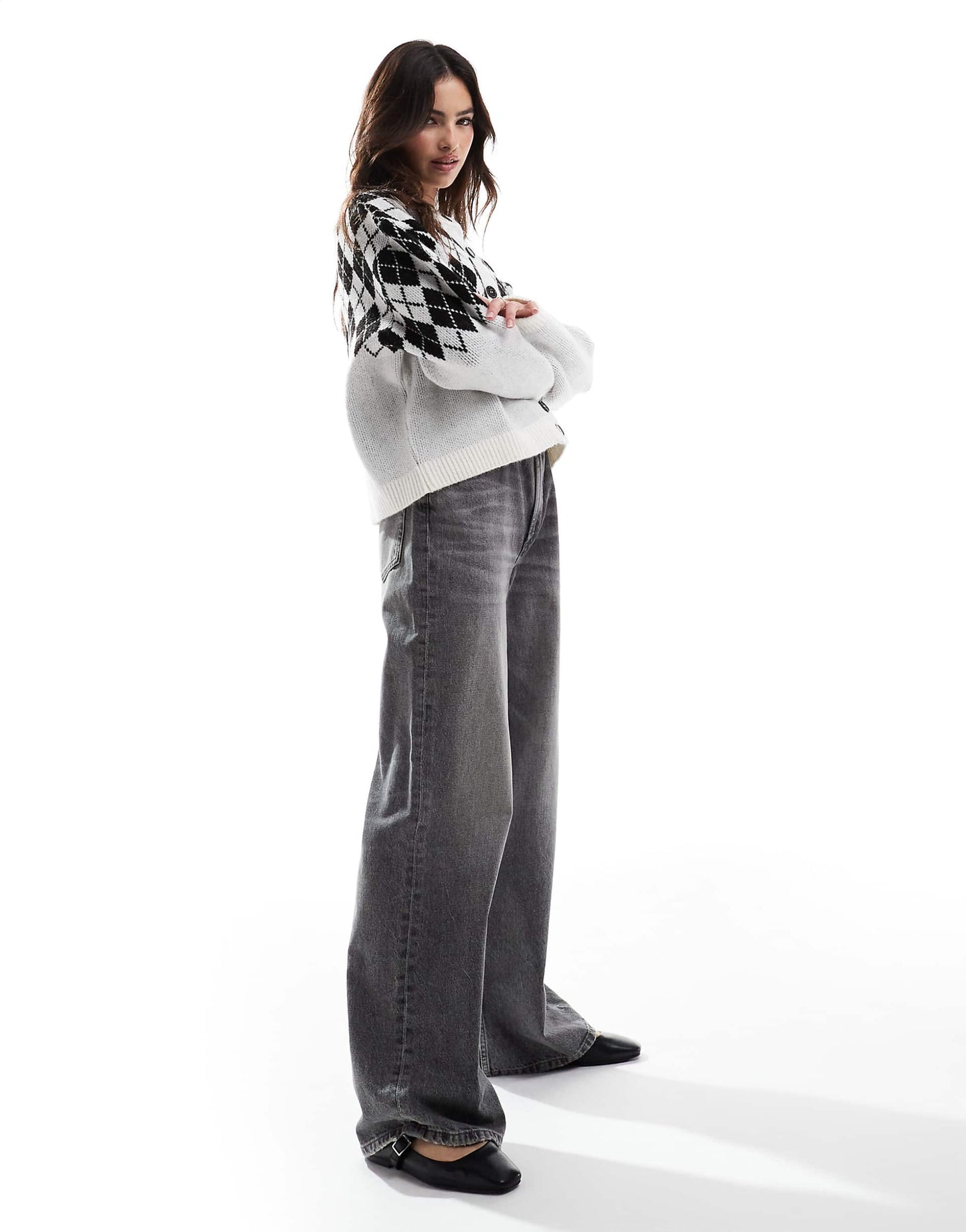 Knitted Cardigan With Argyle Check