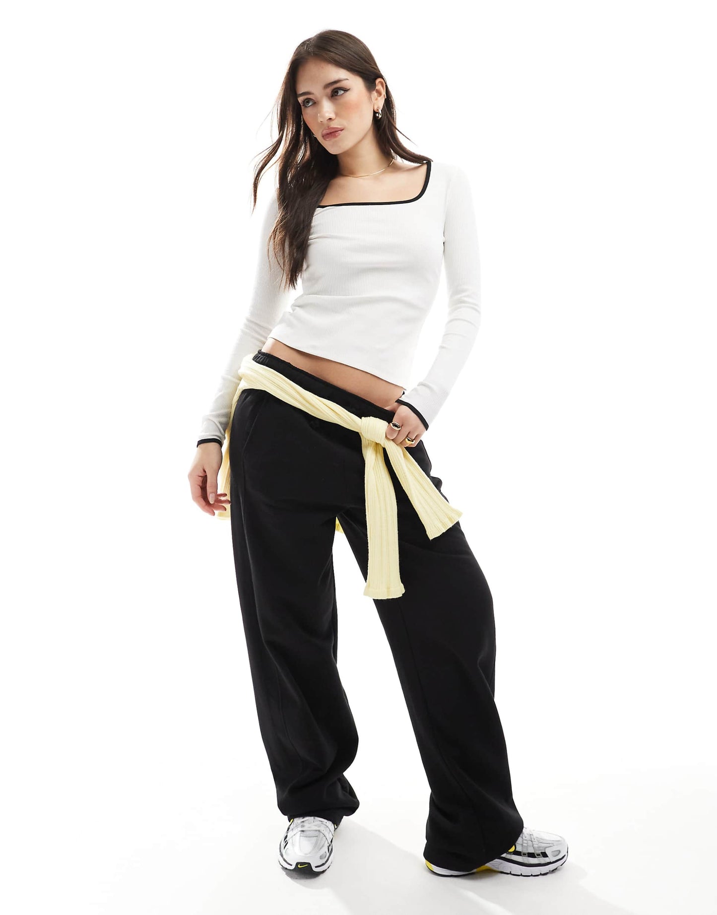 Contrast Trim Square Neck Top