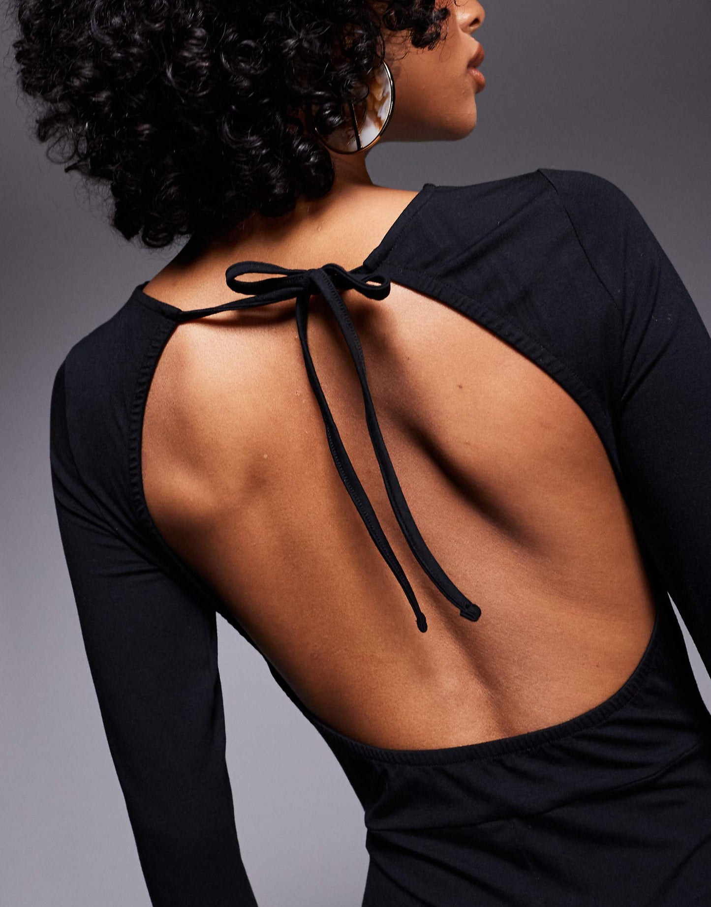 Long Sleeve Sash Waist Jumpsuit With Open Back