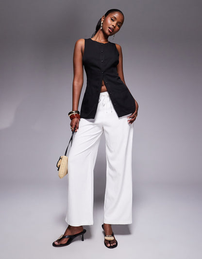 Tailored Longline Tie Back Detail Waistcoat
