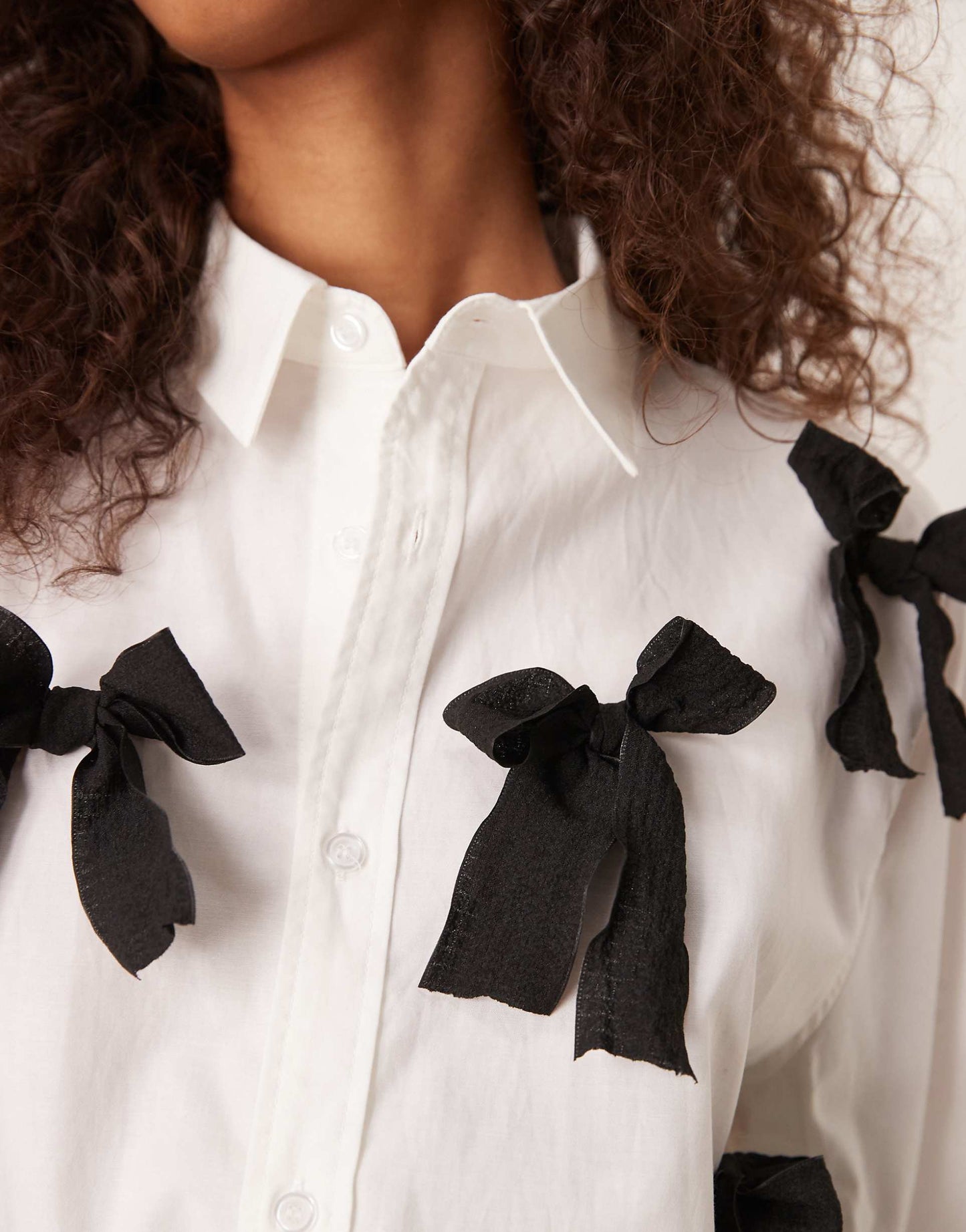 Contrast Bow Shirt