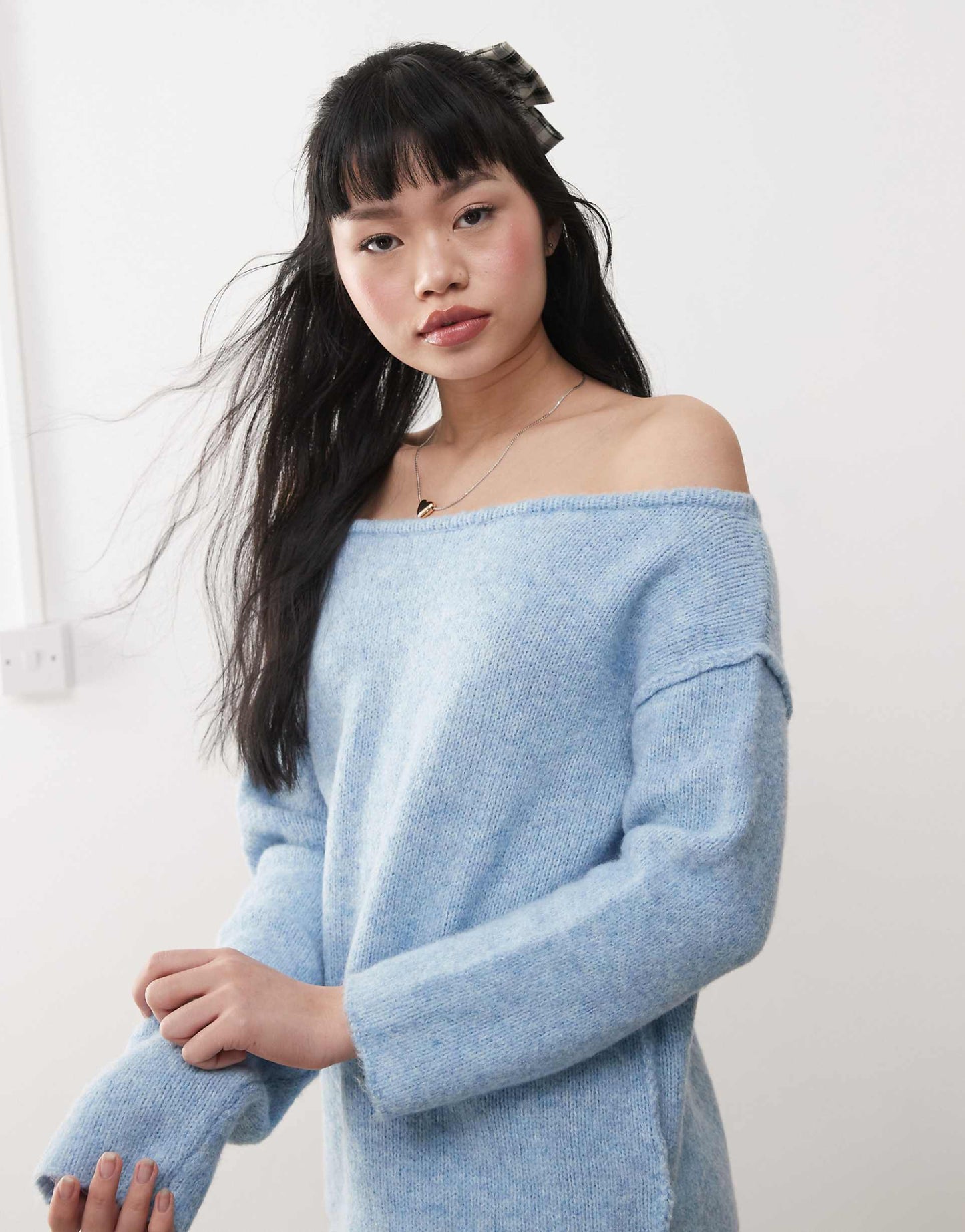 Asym Off The Shoulder Slouchy Cosy Knit Jumper