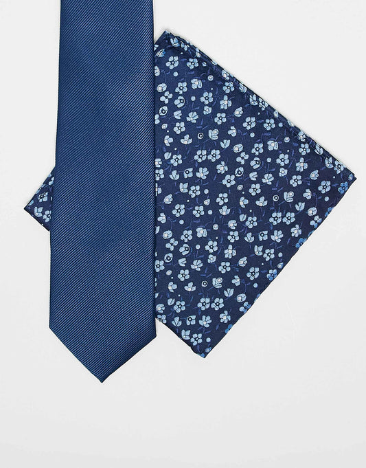 Plain Tie With A Floral Pocket Square