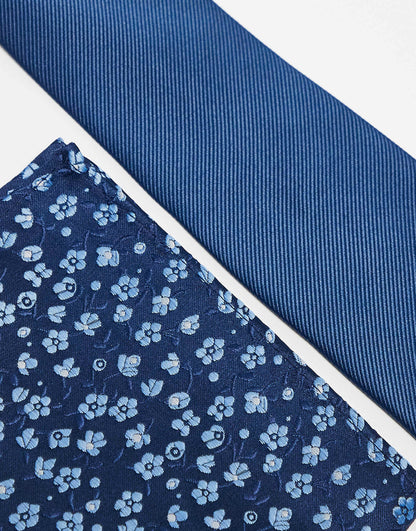 Plain Tie With A Floral Pocket Square