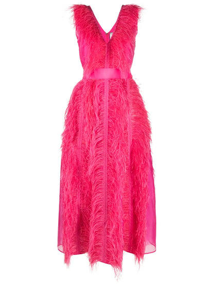 Irina Ostrich-Feather Maxi Dress