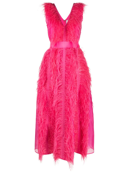 Irina Ostrich-Feather Maxi Dress