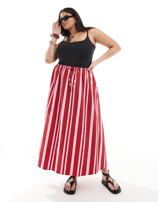 Curve Tie Waist A Line Midaxi Skirt