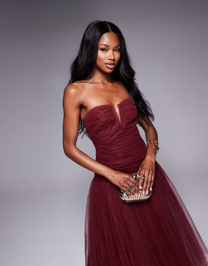 Drop Hem Tulle Midaxi Dress