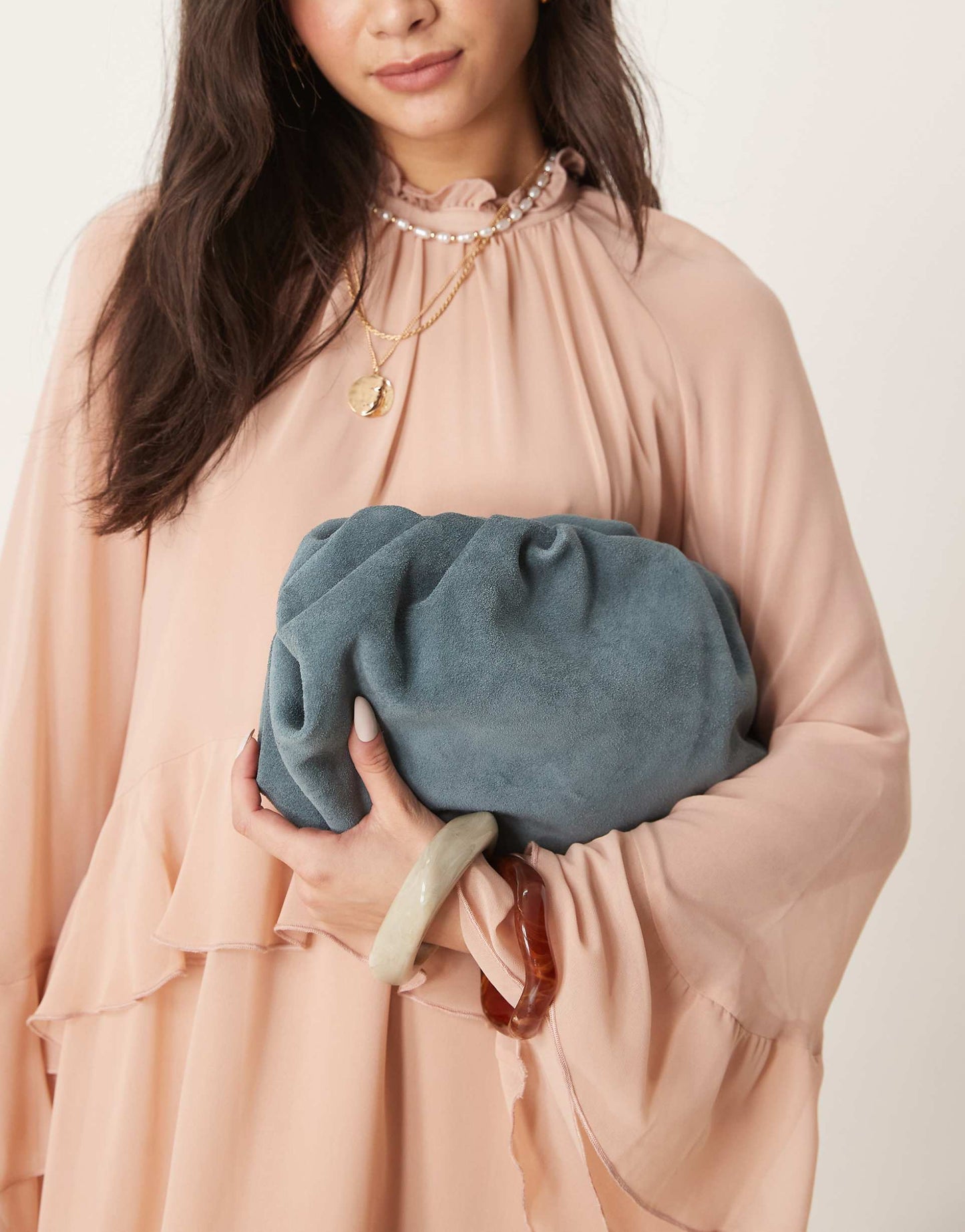 Premium Suede Cloud Clutch Bag