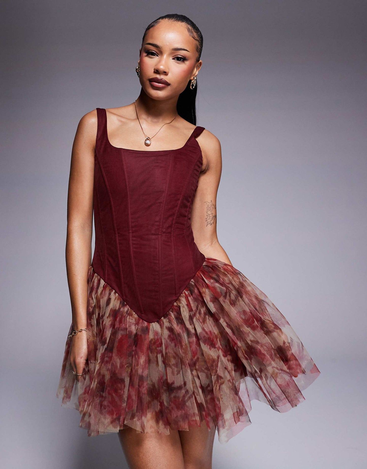 Petite Drop Hem Corset Mini Dress