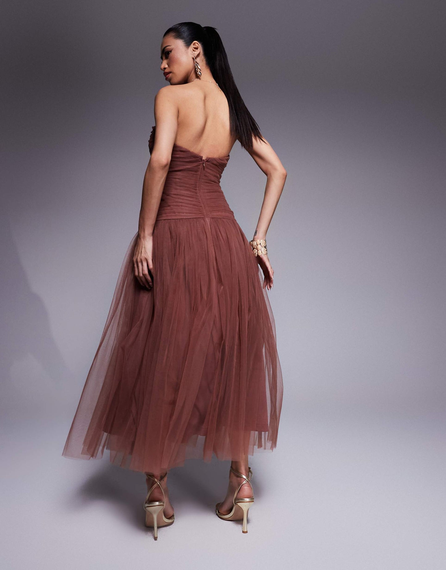 Drop Hem Tulle Maxi Dress