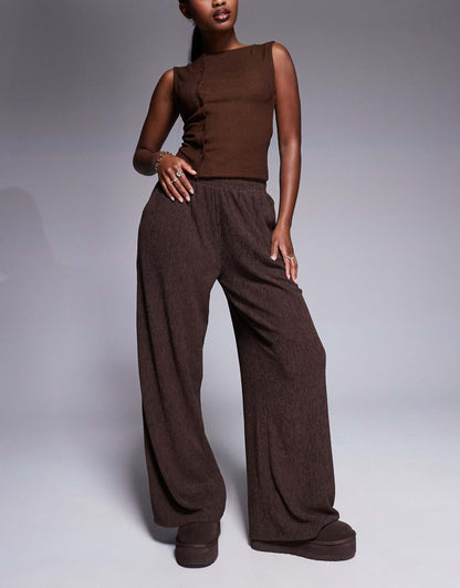 Textured Wide Leg Trouser