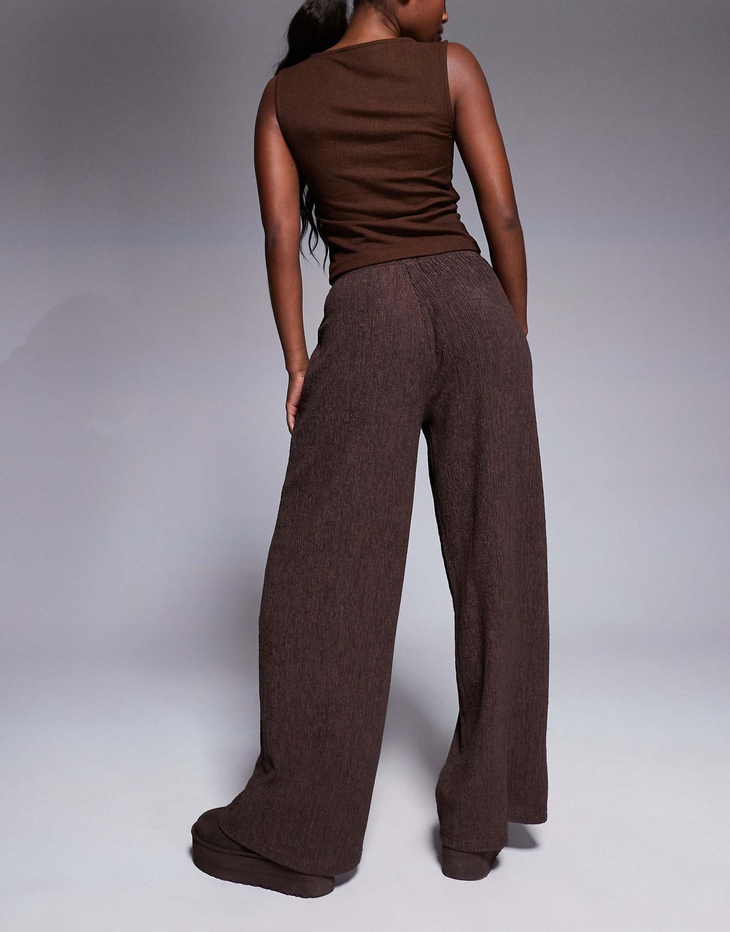 Textured Wide Leg Trouser