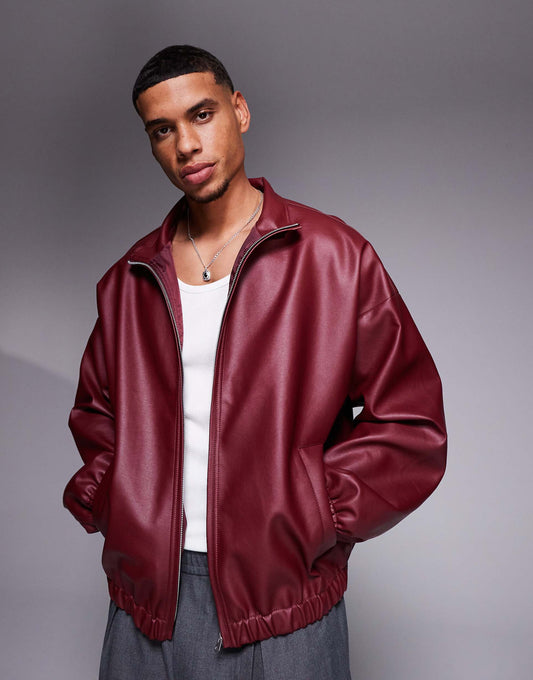 Faux Leather Track Jacket
