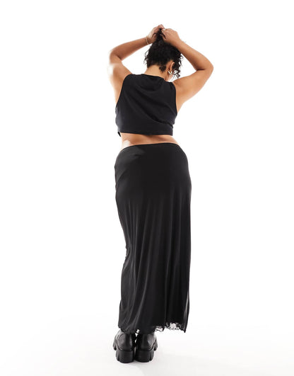 Curve Mesh Midi Skirt