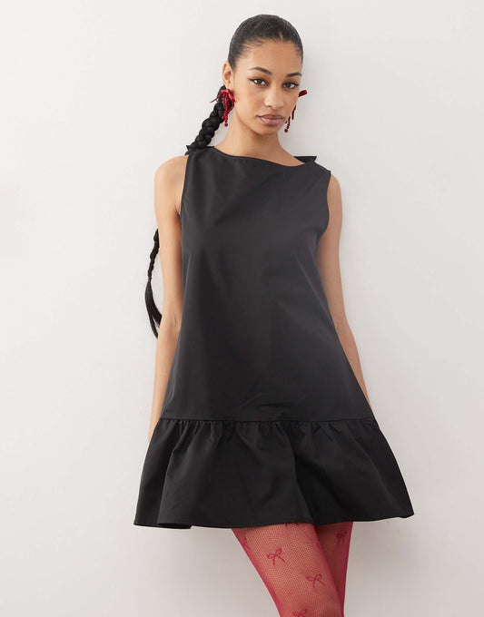 Arkana Satin Babydoll Mini Shift Dress