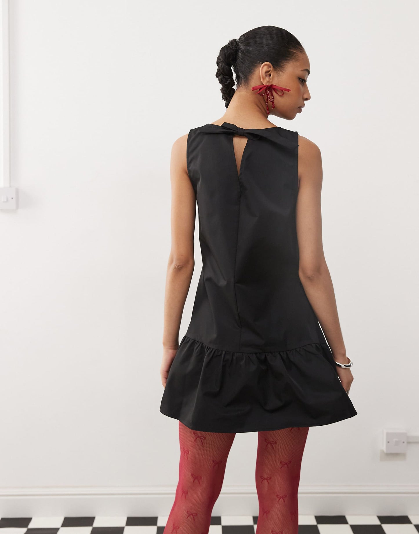 Arkana Satin Babydoll Mini Shift Dress