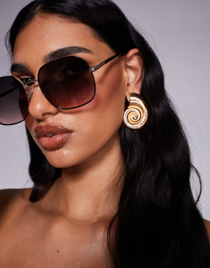 Elbamadar Large Round Metal Sunglasses