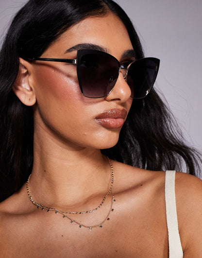 Inham Cat Eye Metal Sunglasses