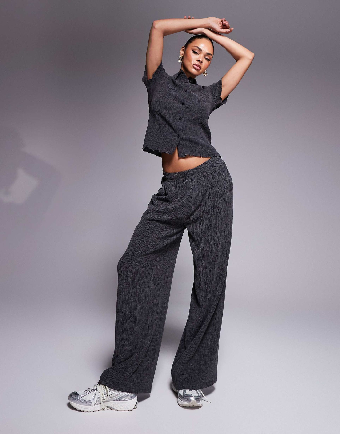 Textured Wide Leg Trouser