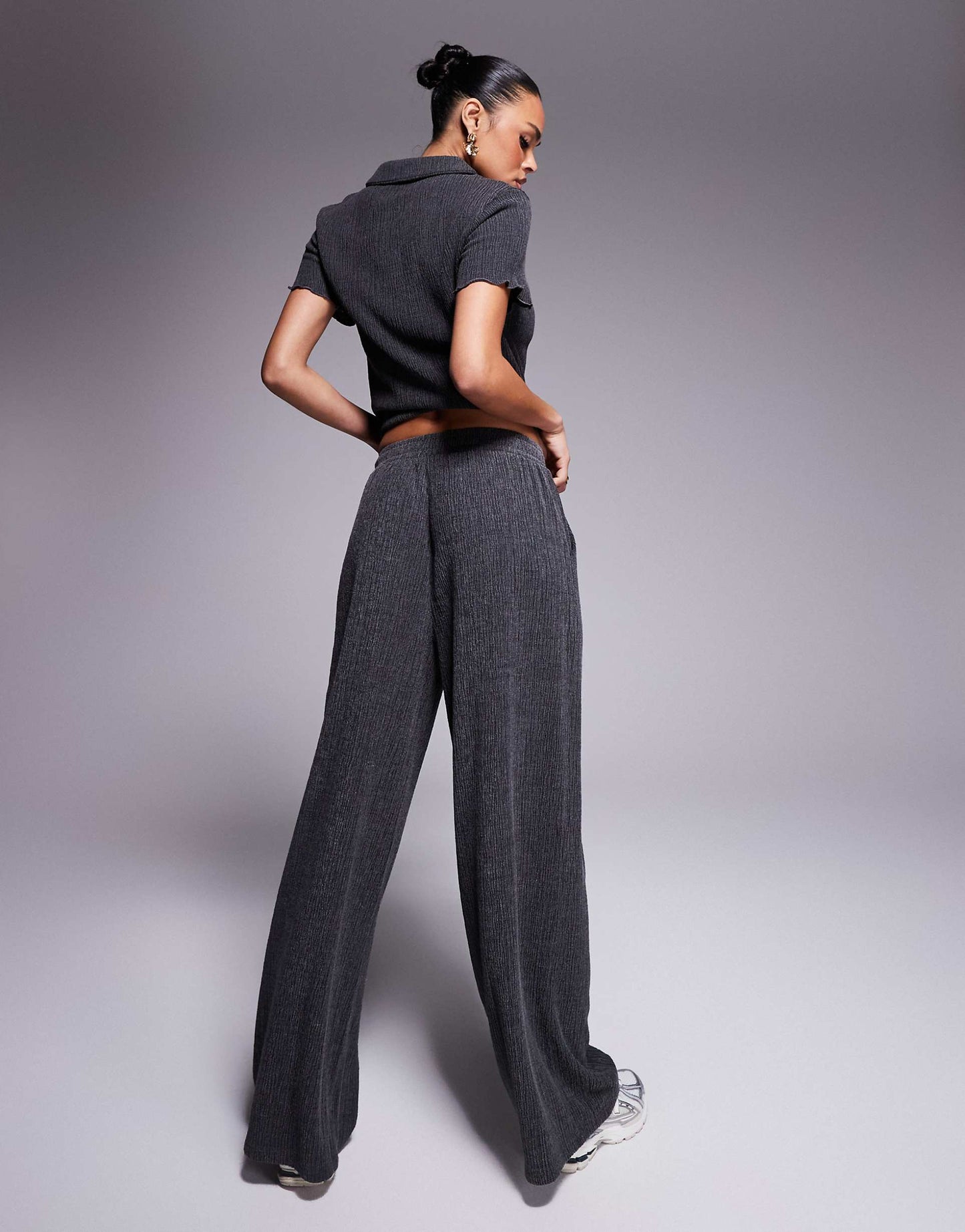 Textured Wide Leg Trouser