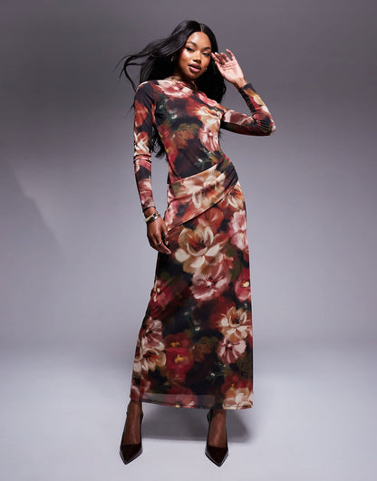 High Neck Long Sleeve Maxi Dress