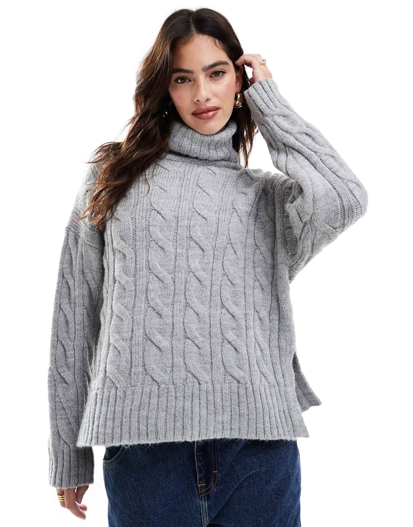 Roll Neck Cable Knit Jumper