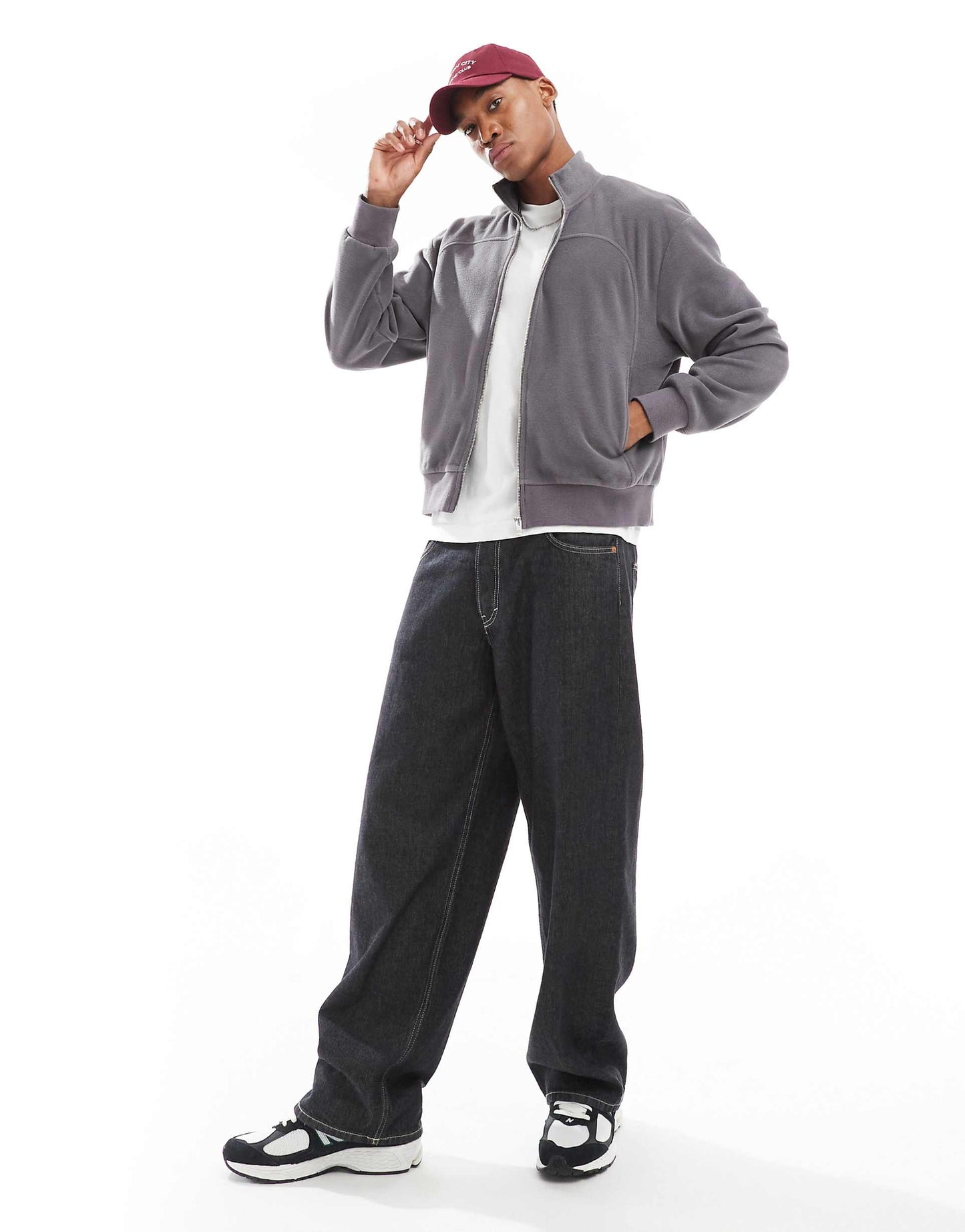 Oversized Boxy Fleece Track Sweatshirt