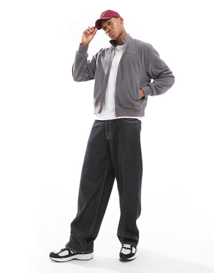 Oversized Boxy Fleece Track Sweatshirt