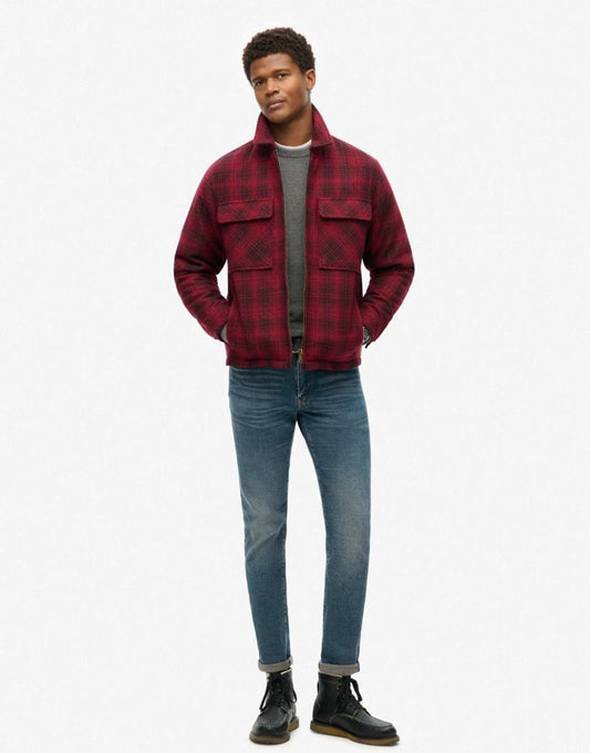 Surplus Wool Check Zip Through Overshirt