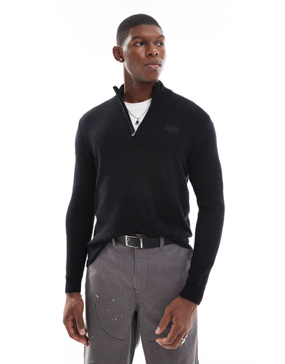 Essential Embroidered Knitted Half Zip Jumper