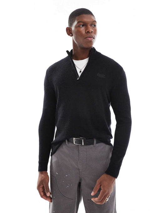 Essential Embroidered Knitted Half Zip Jumper