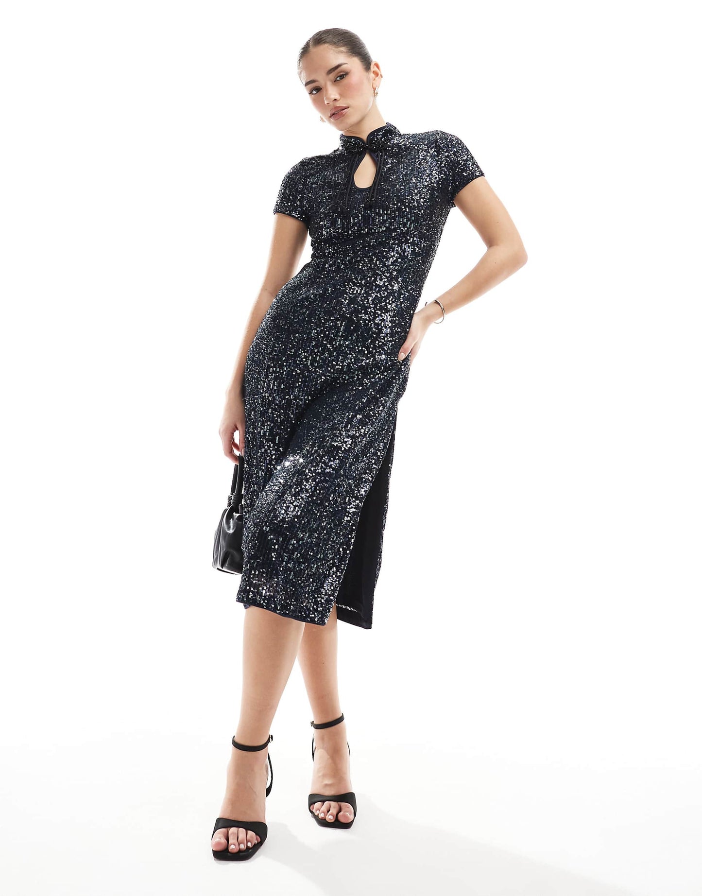 Mandarin Sequin Midi Dress