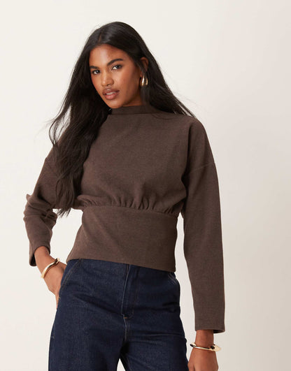 Cosy Supersoft Batwing Long Sleeve Top With High Neck