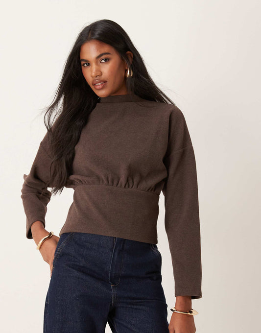 Cosy Supersoft Batwing Long Sleeve Top With High Neck
